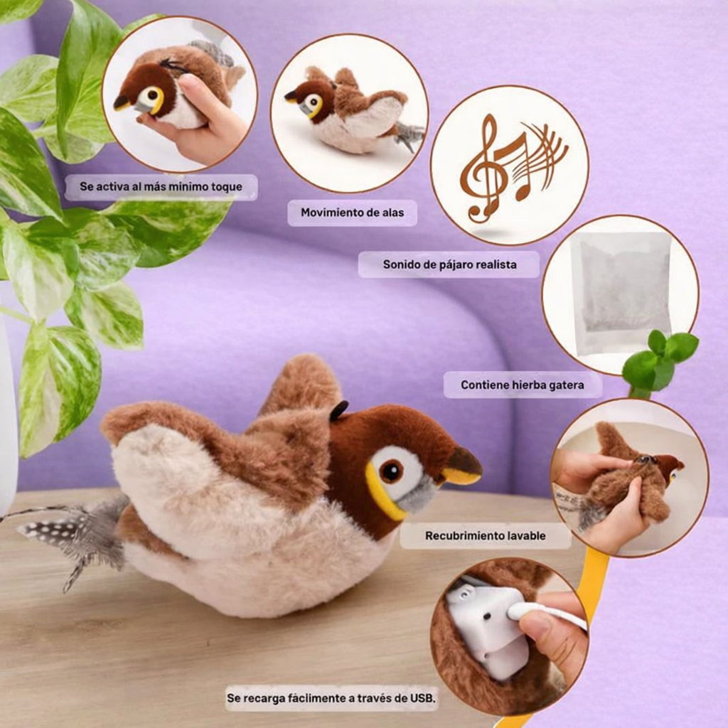 🐦BirdieFly® - Pájaro Interactivo Realista